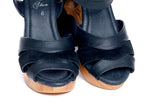 Load image into Gallery viewer, Pagoda Wedge - in Black Suede and Leather
