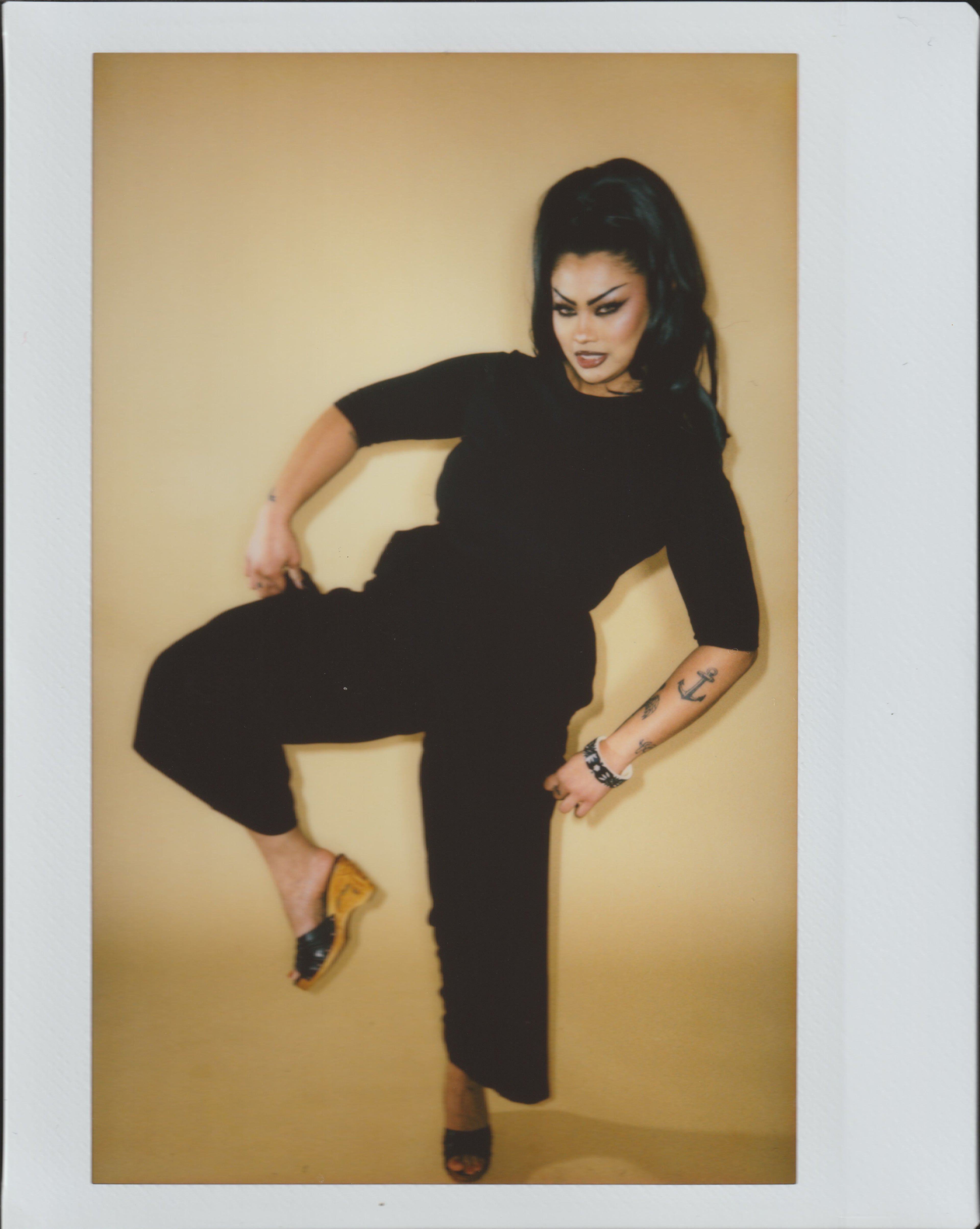 Souvenir/without Ankle Strap - in Black Leather - Lucky Lou Shoes