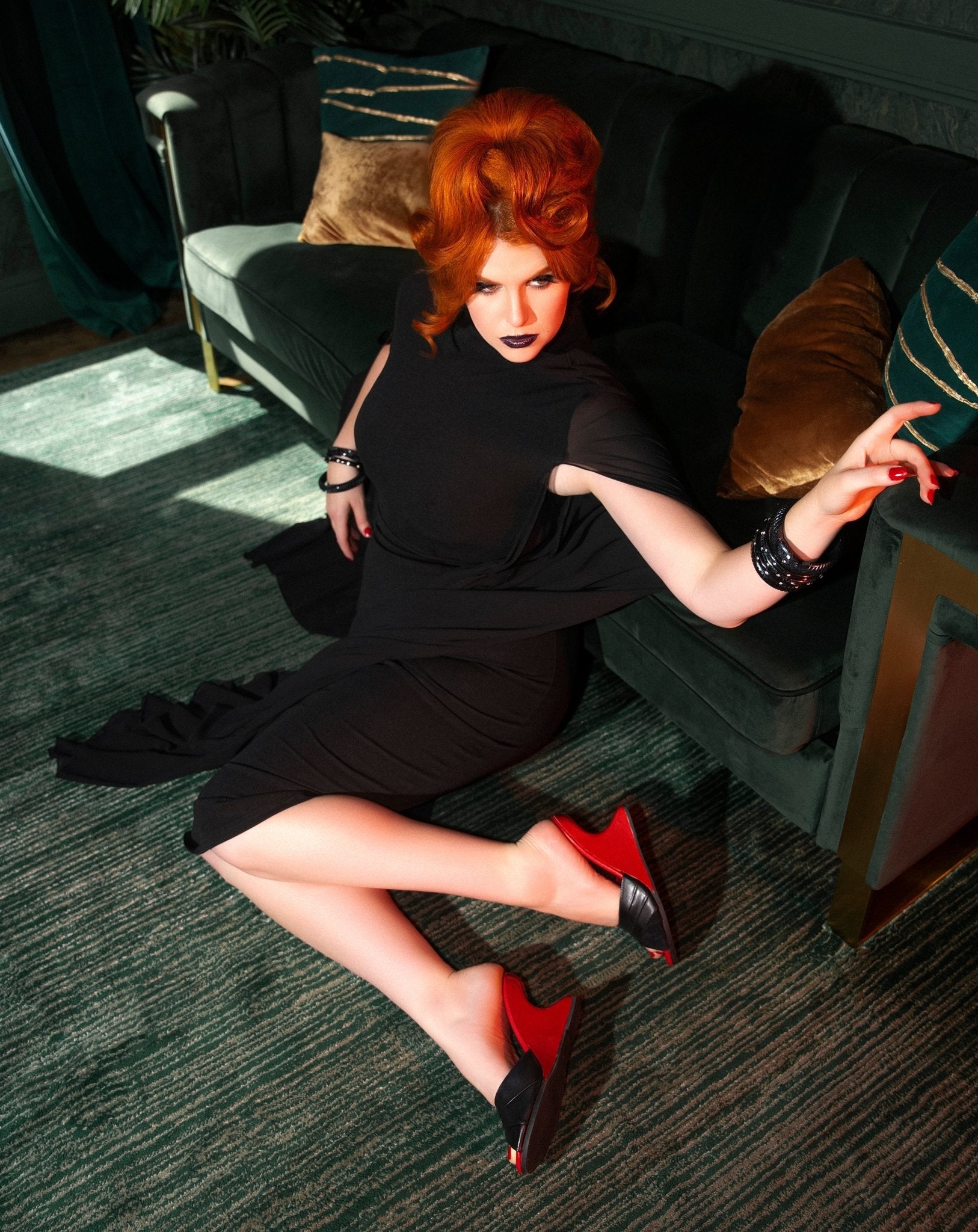 the Opium Collection - the Ilze Mule with a Black Leather strap - Lucky Lou Shoes