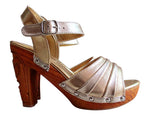 Load image into Gallery viewer, Rockin&#39; Tiki/with Ankle Strap - in Gilda Gold Leather
