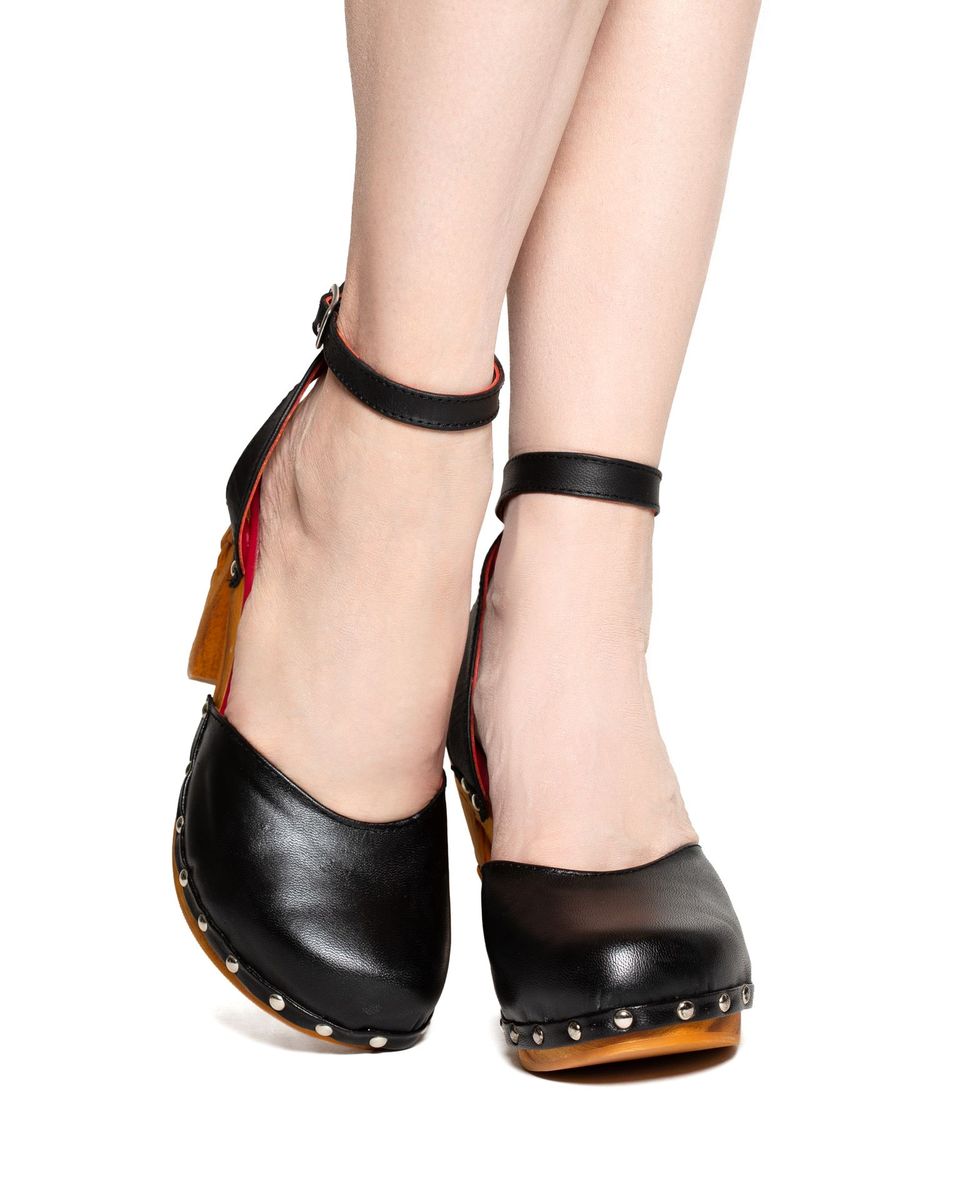 the Amor y Muerte / 4" carved wood heels - Black