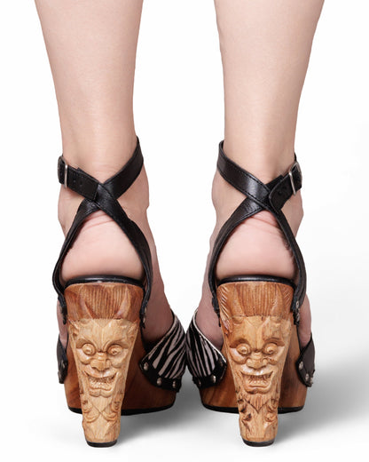 the NEW Diablo Collection - 4&quot; Stiletto in Black Leather and Zebra Fur