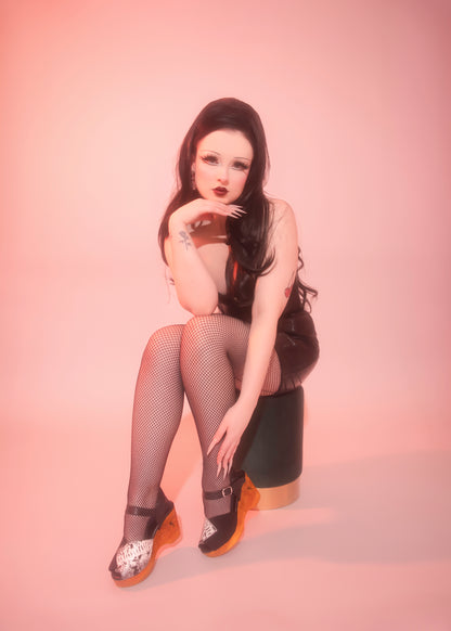 on Sale - Momento Mori with a Natural base - Black Suede and White Snake Strap