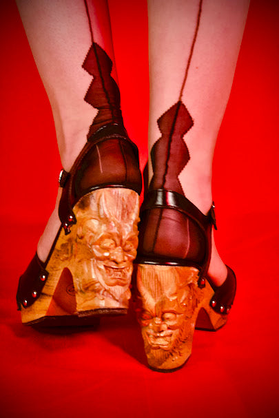 the Diablo Collection - 3" Wedge in Black Leather and Suede - Lucky Lou Shoes