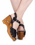 the Souvenir 3" wedge shoe w/ Ankle Strap - in Black Leather - Lucky Lou Shoes