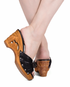 the Souvenir 3" wedge shoe w/o Ankle Strap - in  Black Leather - Lucky Lou Shoes