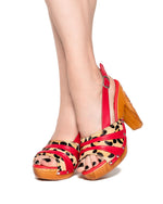 Load image into Gallery viewer, the Rockin&#39; Tiki - with a Scarlette Red Leather and Leopard Slingback!
