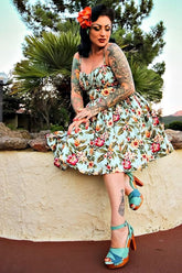 Cherry Blossom / hand-carved wood heels / Breezeway Jade - Lucky Lou Shoes