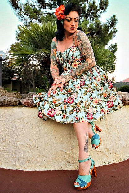 Cherry Blossom / hand-carved wood heels / Breezeway Jade - Lucky Lou Shoes
