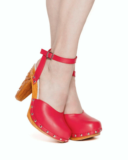 the Amor y Muerte - in Red Leather - Lucky Lou Shoes