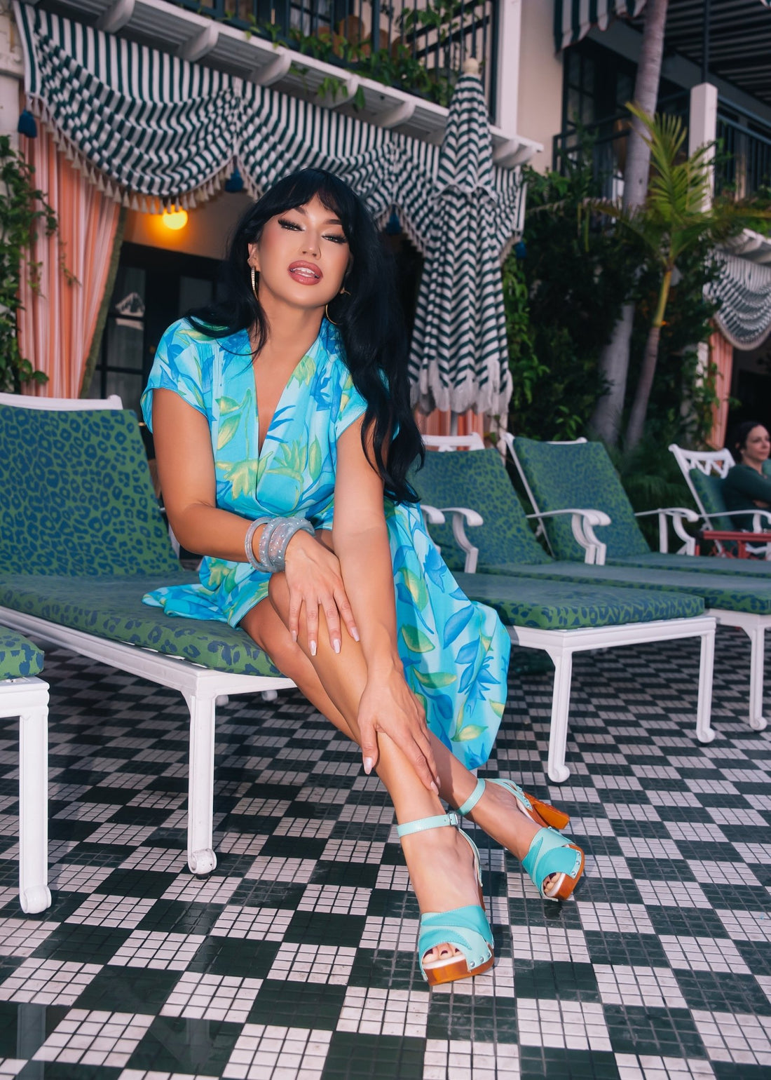 the Cherry Blossom 4" stiletto - in Aqua Holiday - Lucky Lou Shoes