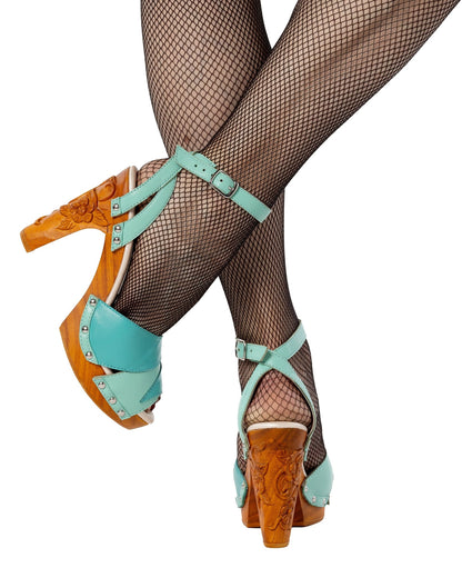 the Cherry Blossom 4" stiletto - in Aqua Holiday - Lucky Lou Shoes