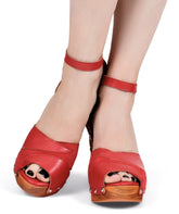 the Cherry Blossom 4" stiletto - in Scarlette Suede and Leather - Lucky Lou Shoes