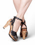 the Diablo Collection - 4" Stiletto in Black Leather and Zebra Fur - Lucky Lou Shoes