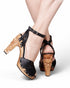 the Diablo Collection - 4" Stiletto with a Black Suede and Leather strap - Lucky Lou Shoes