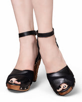 the Diablo Collection - 4" Stiletto with a Black Suede and Leather strap - Lucky Lou Shoes