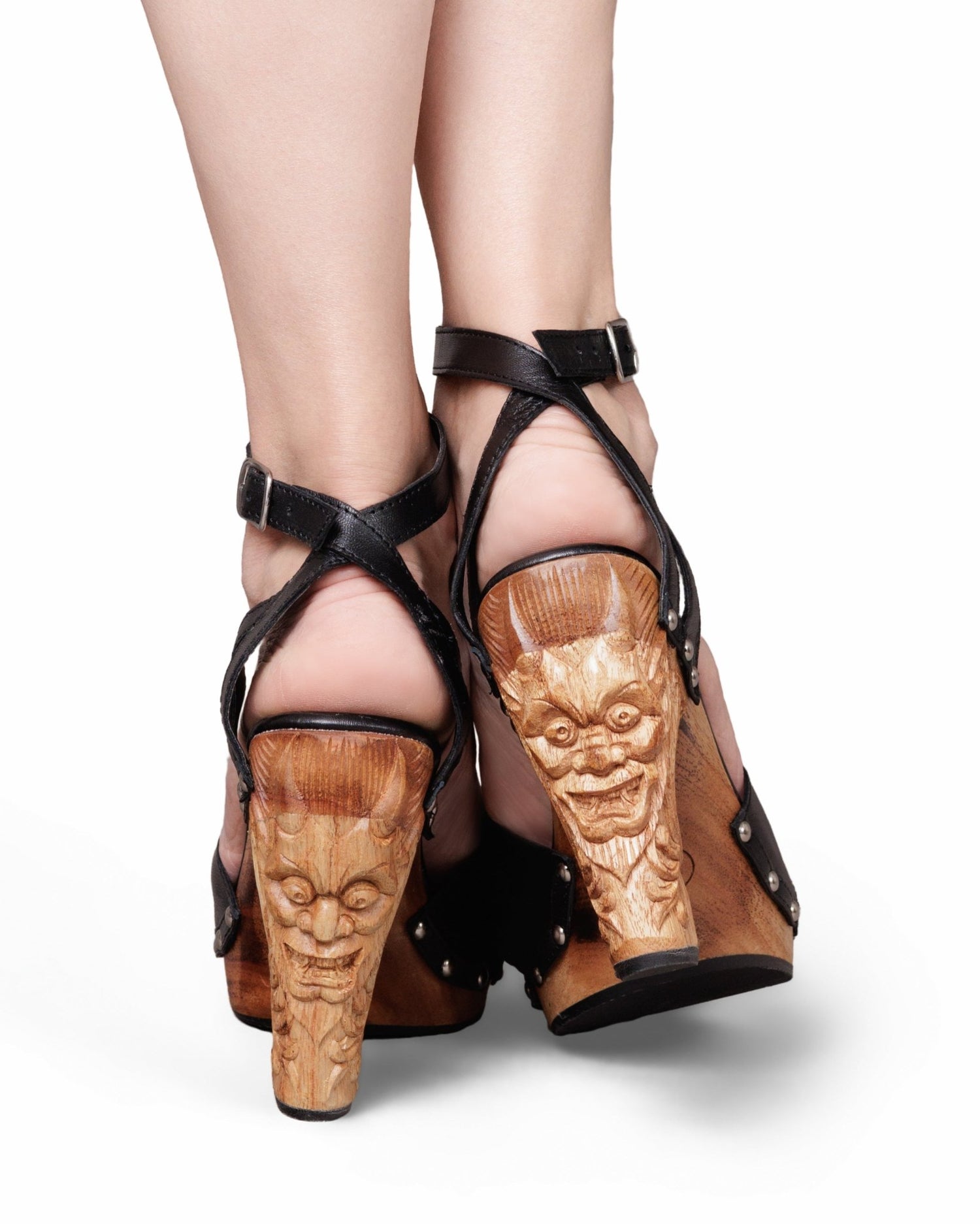 the Diablo Collection - 4" Stiletto with a Black Suede and Leather strap - Lucky Lou Shoes