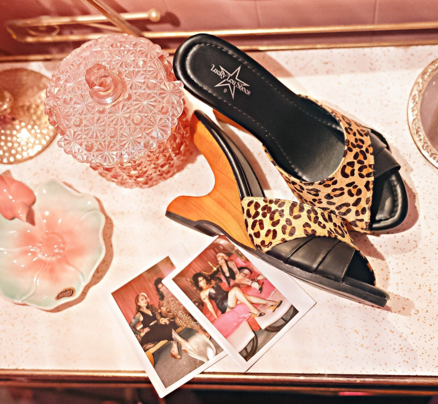 the Ilze 4" Mule - Black Leather and Leopard - Lucky Lou Shoes