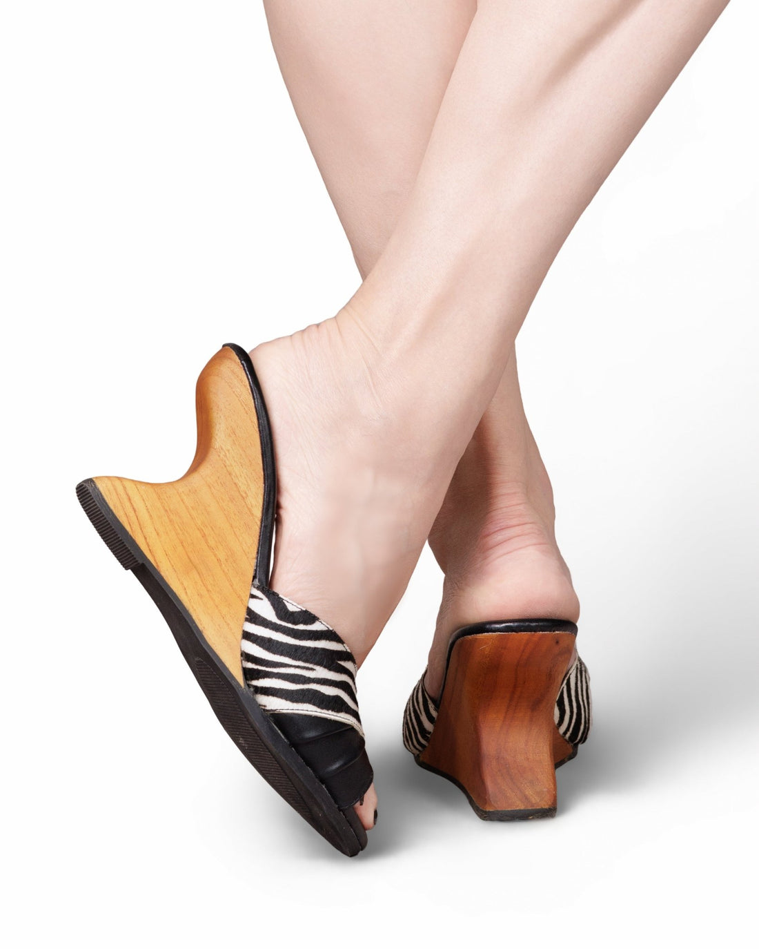 the Ilze Mule - 4" wedge mule in Wild Nobility Zebra - Lucky Lou Shoes