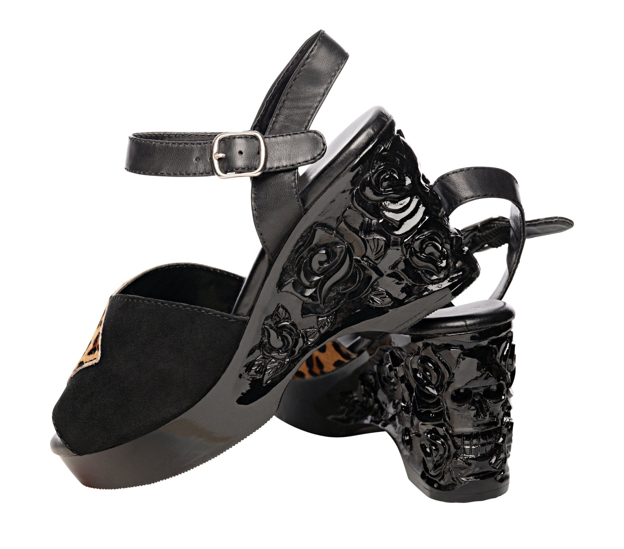 the Memento Mori - in Black and Leopard on Black - Lucky Lou Shoes