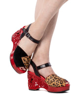 the Memento Mori - in Black and Leopard on Red - Lucky Lou Shoes