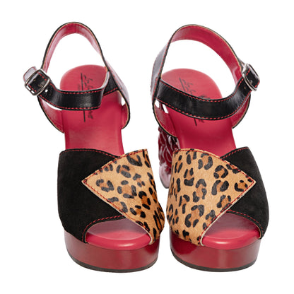 the Memento Mori - in Black and Leopard on Red - Lucky Lou Shoes