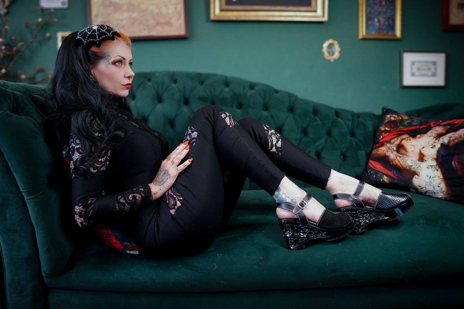 the Memento Mori - in Black Snake on Black - Lucky Lou Shoes