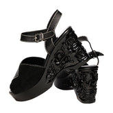 the Memento Mori - in Black Snake on Black - Lucky Lou Shoes