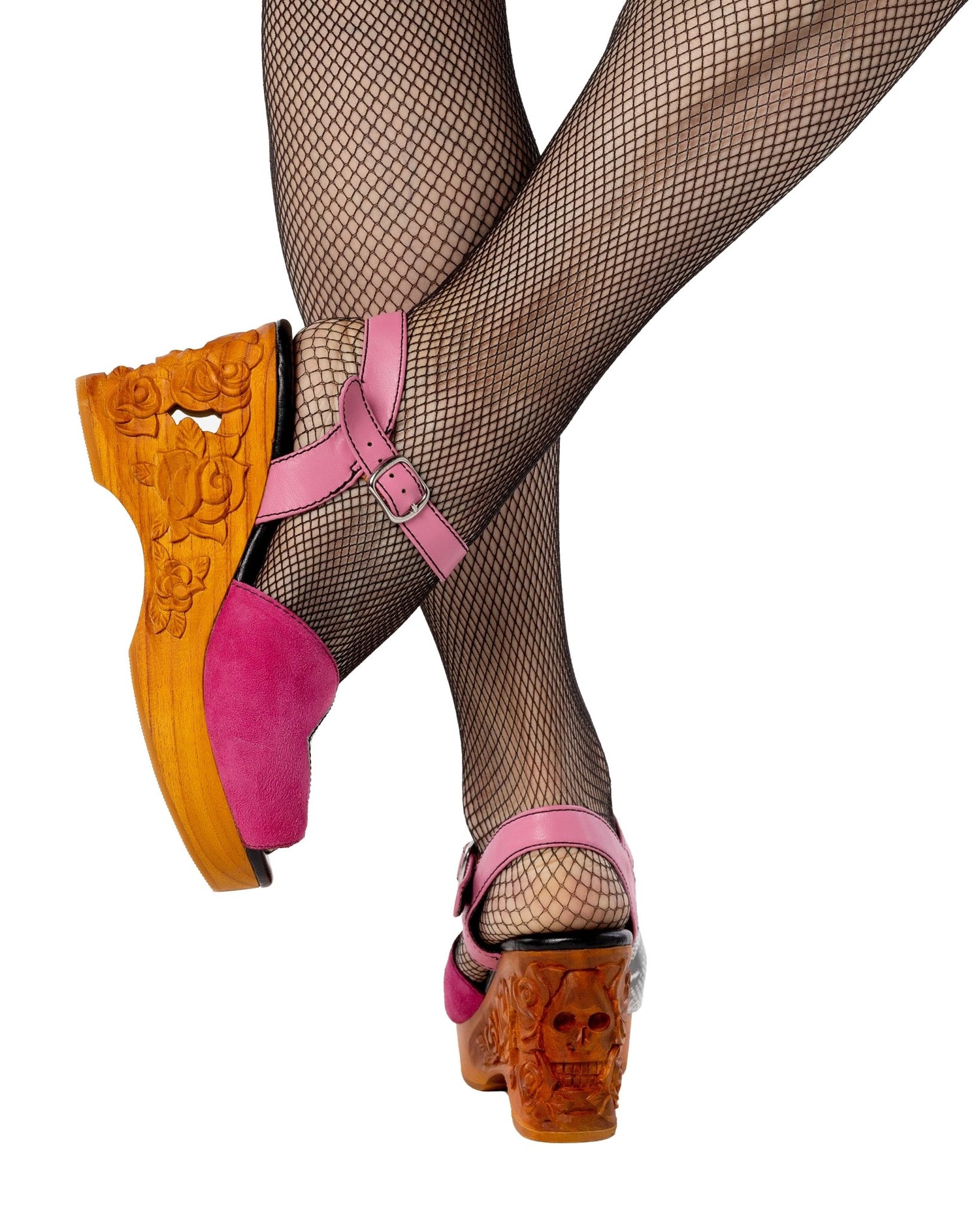 the Memento Mori in Electric Pink and White Snake - Lucky Lou Shoes