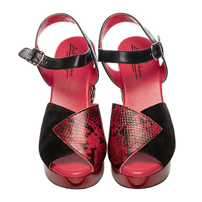 the Memento Mori - in Red Snake on Red - Lucky Lou Shoes