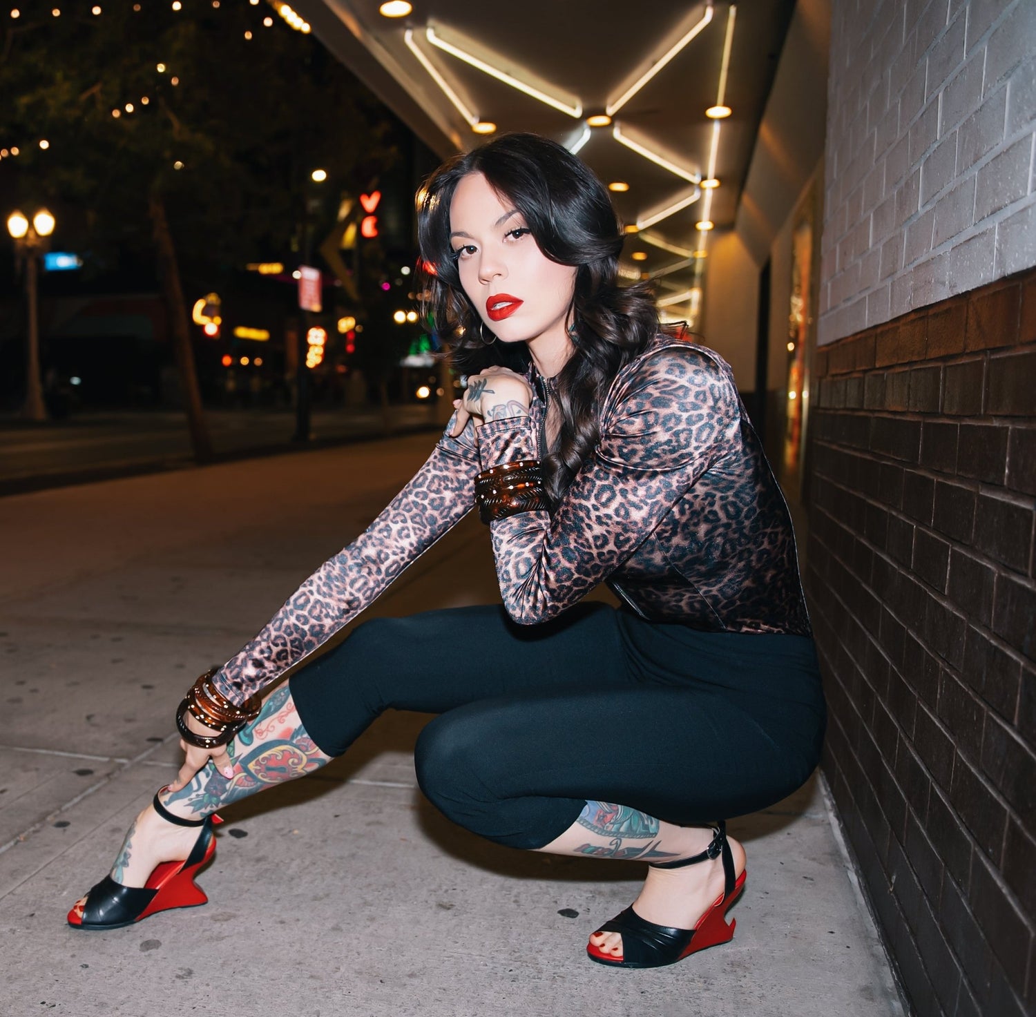the Opium Collection - the Boom Boom with a Black Leather and Suede strap - Lucky Lou Shoes
