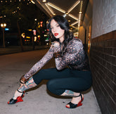 the Opium Collection - the Boom Boom with a Black Leather and Suede strap - Lucky Lou Shoes