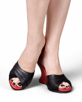 the Opium Collection - the Ilze Mule with a Black Leather strap - Lucky Lou Shoes