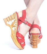the Pagoda - in Red Suede and Leather - Lucky Lou Shoes