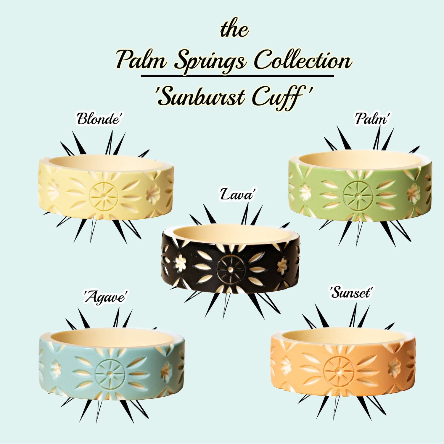 the Palm Springs Bangle Collection - the Sunburst Cuff - Lucky Lou Shoes