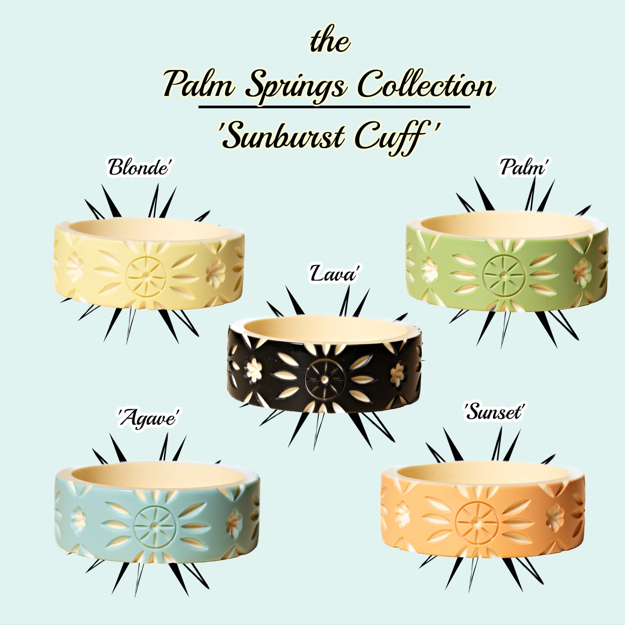 the Palm Springs Bangle Collection - the Sunburst Cuff - Lucky Lou Shoes
