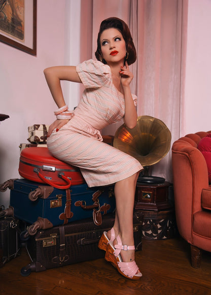 the Souvenir 3" wedge w/ Ankle Strap - in Golden Era Pink - Lucky Lou Shoes