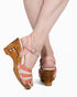 the Souvenir with an ankle strap / 3" carved wood wedge / Dreamsicle - Lucky Lou Shoes