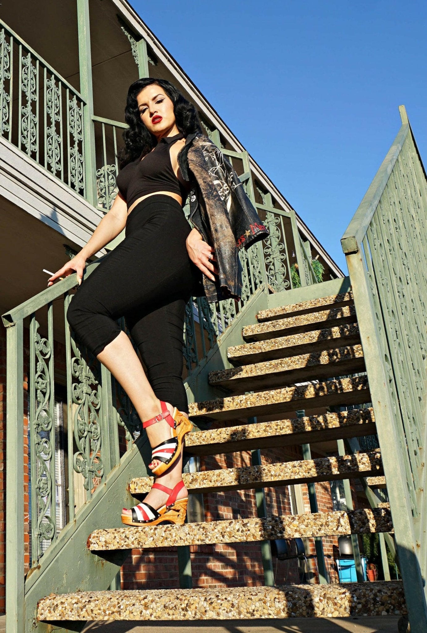 the Souvenir with an Ankle Strap in Harlequin - Lucky Lou Shoes