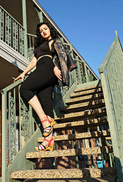 the Souvenir with an Ankle Strap in Harlequin - Lucky Lou Shoes