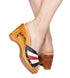 the Souvenir w/o ankle strap / 3" carved wood wedge / 3-tone Harlequin - Lucky Lou Shoes