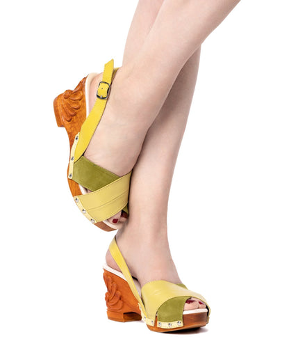 the Venus Wedge in Chartreuse Velvet - Lucky Lou Shoes
