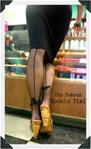 Rockin' Tiki - Black Leather Strap - luckyloushoes