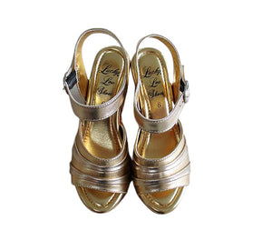 Souvenir/with Ankle Strap - in Gilda Gold Leather