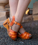 Load image into Gallery viewer, Souvenir/with Ankle Strap - in Orange Leather
