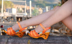 Load image into Gallery viewer, Souvenir/with Ankle Strap - in Orange Leather
