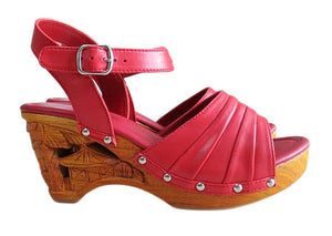 Souvenir/with Ankle Strap - in Scarlette Red Leather