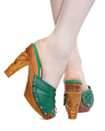 Load image into Gallery viewer, Rockin&#39; Tiki/without Ankle Strap - in Green Leather
