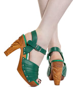 Load image into Gallery viewer, Rockin&#39; Tiki/with Ankle Strap - in Green Leather
