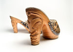 Load image into Gallery viewer, Rockin&#39; Tiki/without Ankle Strap - in Black Leather and Leopard Fur
